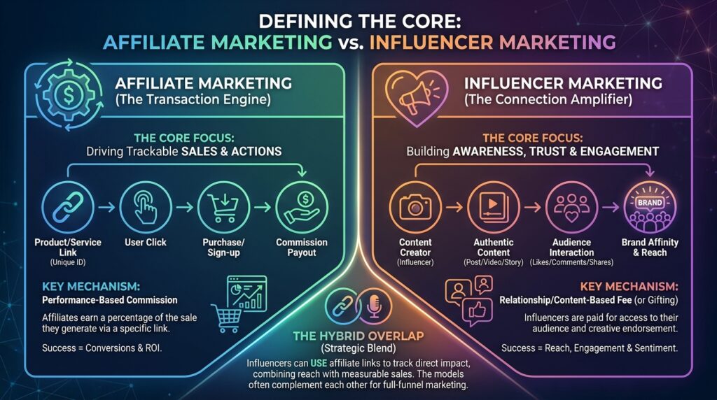 Defining the Core: affiliate marketing vs influencer marketing