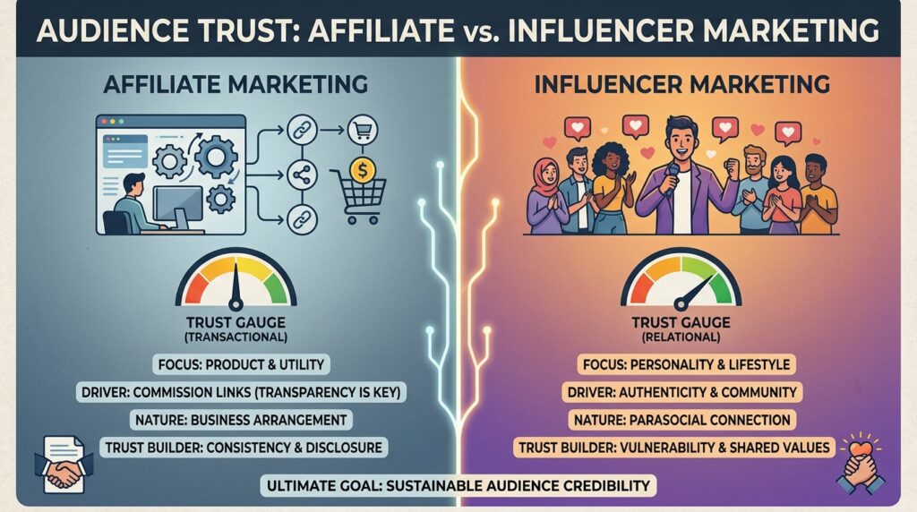 Audience Trust within affiliate marketing vs influencer marketing
